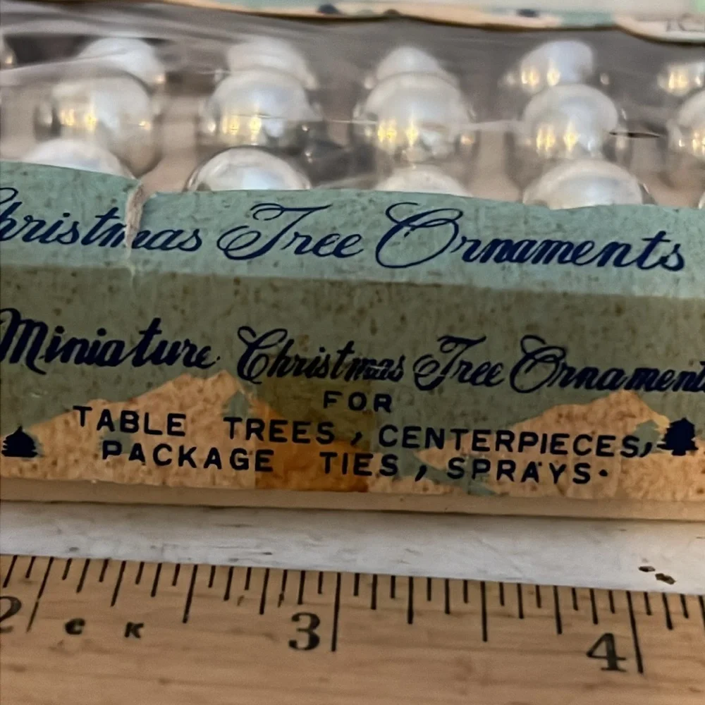 Vintage Miniature Shiny Brite Ornaments feather trees silver 15mm